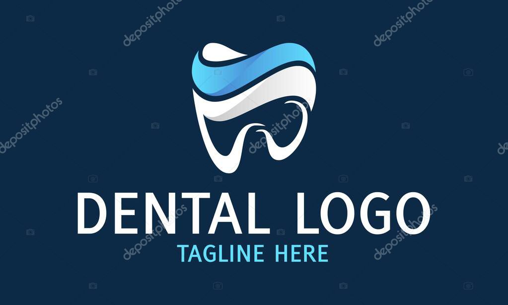 Blue and White Tooth Dental Clinic with Background Logo Design Concept