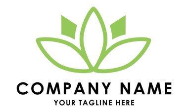 Yaratıcı ve Eşsiz Soyut Lotus Yeşil Yaprak Doğa Logosu Tasarımı Konsepti
