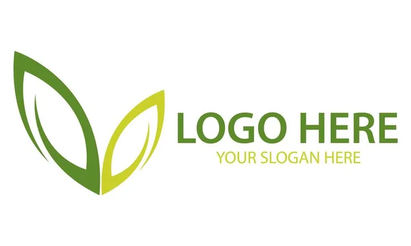 Résumé Deux Feuilles Vertes Nature Logo Design Concept — Image vectorielle
