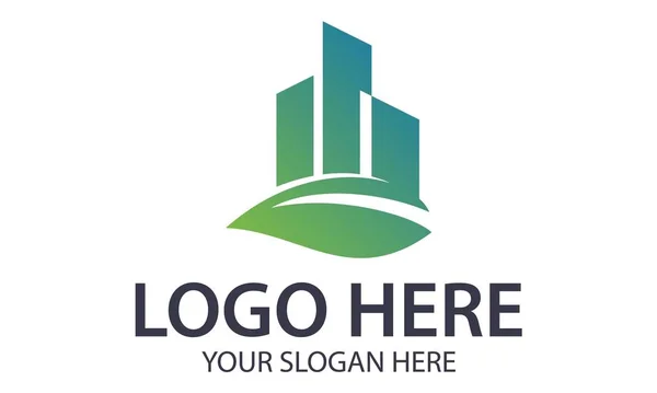 Креативний Зелений Лист Абстрактний Будинок Будівництво Еко Логотип Іконка Дизайн — стоковий вектор