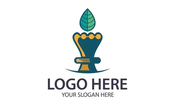 Creative Chess Castle Simple Leaf Logo Design — Stock Vector