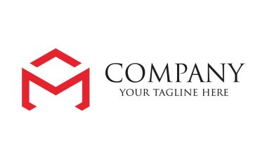 Kırmızı Soyut Çizgi Sanat Harfi M Logo Tasarımı Konsepti