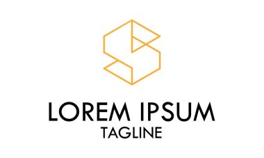 Altıgen Altın Harf S Çizgisi Sanat Logosu Isometric Tasarım