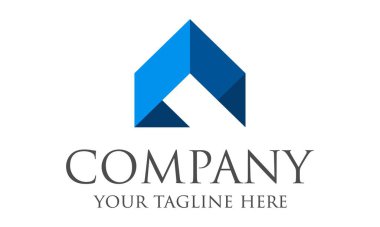 Mavi Soyut Çatı Logosu Tasarımı