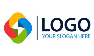 Renkli Elmas Şekli Negatif Elektrik Sembol Logosu Tasarımı