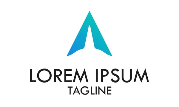 Forme Triangle Créatif Bleu Résumé Une Lettre Logo Design — Image vectorielle