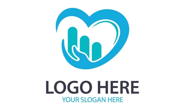 Blue Abstract Liefde Hand Business Finance Logo Design — Stockvector
