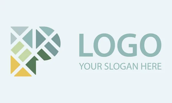 Kleurrijke Geometrische Letter Map Logo Design — Stockvector