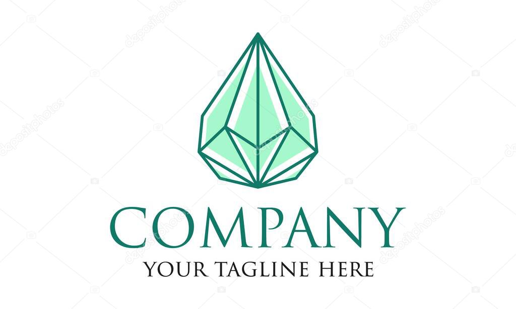 Hexagonal Green Line Art Diamond Logo Design Concept