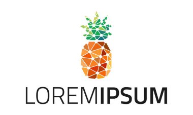Düşük Poli Nokta Bağlantısı Turuncu Ananas Logosu Tasarımı