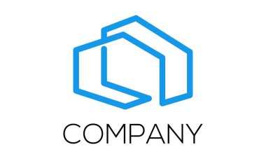 Basit Satır Sanatı Mavi Saray Logo Tasarımı Konsepti