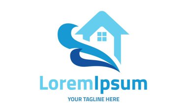 Ev Binası Mavi Girdap Logosu Tasarımı Konsepti