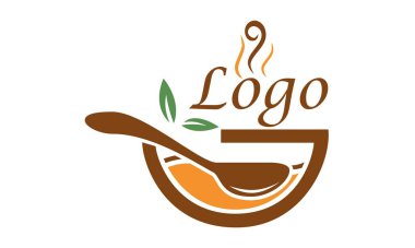 Kahverengi Yemek Kaşığı Çorba Logosu Tasarımı