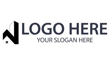 Tek Renkli Siyah ve Beyaz Baş harfleri N H Logo Tasarımı