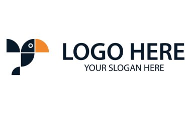Basit Soyut Tukan Kuşu veya Papağan Logosu Tasarımı