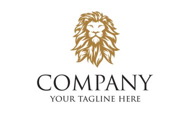Lüks Sarı Aslan Yüzlü Logo Tasarımı