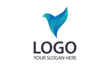 Soyut Yaratıcı Mavi Renkli Uçan Kartal Logosu Tasarımı