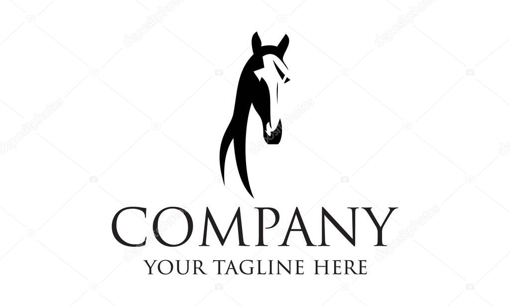 Abstract Black Color Horse Head Logo Design