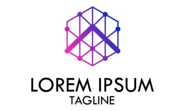 Çizgi Noktası Geometrik Altıgen Teknik Logo Tasarımı