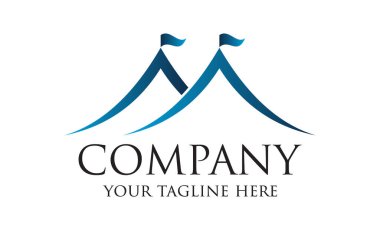 Mavi Renkli Sirk Çadırları Eğlence Logosu Tasarımı