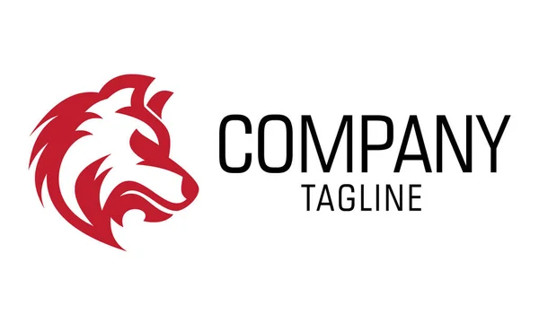 Red Color Fox Dog Head Logo Design — Stock Vector