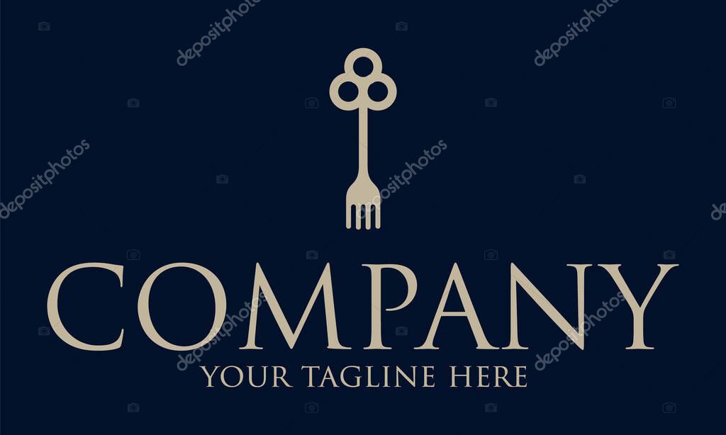 Luxury Simple Key Fork Logo Design