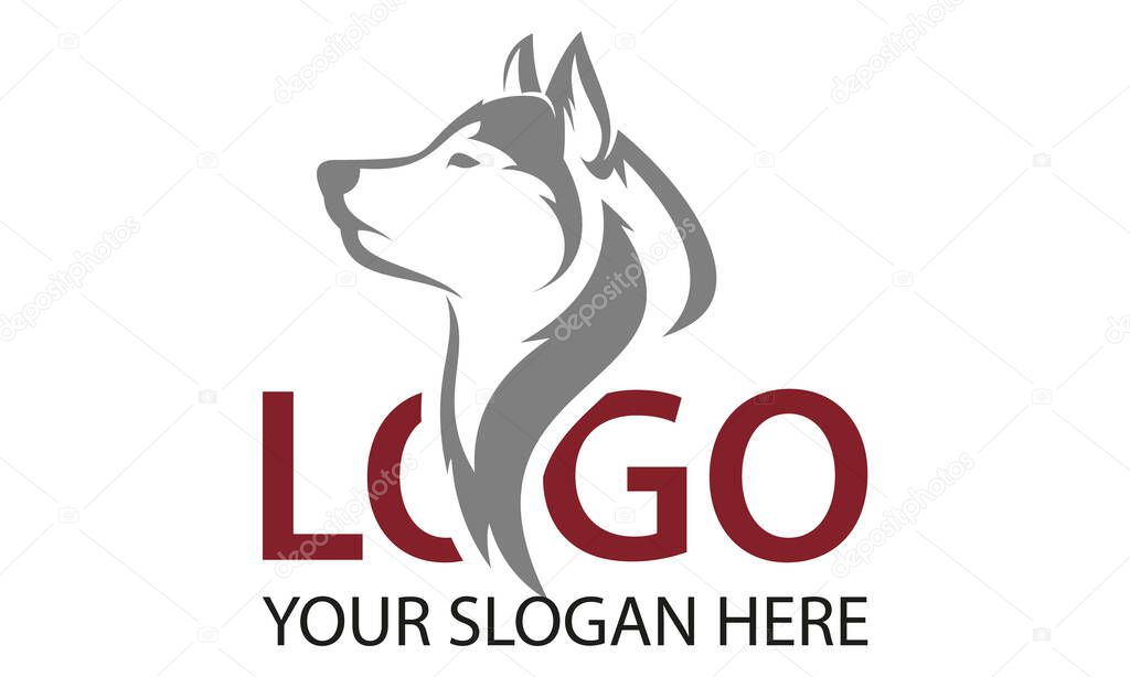 Grey Color Fox Dog Head Logo Design