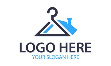 Siyah ve Mavi Renkli Ev Askısı Logosu Tasarımı