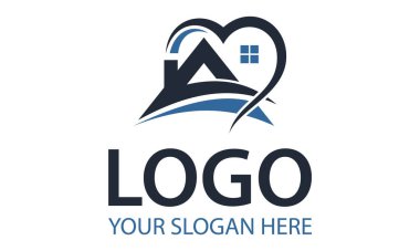 Siyah ve Mavi Üçgen Sevgi Soyut Çatı Logosu Tasarımı