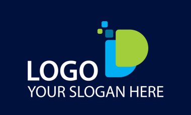 Mavi ve Yeşil Renkli Dijital Baş harfli Çift D Logo Tasarımı