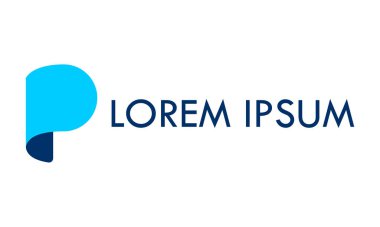 Mavi Renk Başlangıç Harfi P Katlama Logosu Tasarımı
