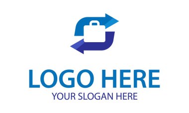 Mavi Renkli Ok Negatif Uzay Bavulu Logo Tasarımı