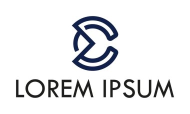 Siyah ve Beyaz Çizgi Sanat Baş harfleri C Logo Tasarımı