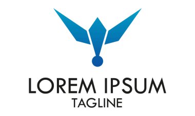 Mavi Renkli Soyut Şekil Kalem Eğitim Logosu Tasarımı