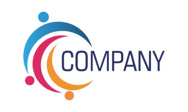 Renkli Çember Basit İnsanlar Soyut Takım Çalışması Logo Tasarımı