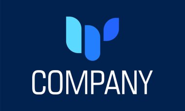 Mavi Renk Basit Teknik Şekil Kare Logo Tasarımı