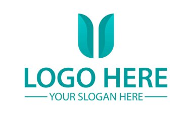 Soyut Mavi Renk İlk Harf U Basit Teknik Logo Tasarımı