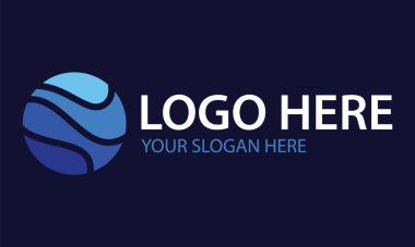 Soyut Mavi Renk Çemberi Akış Dalgası Logo Tasarımı