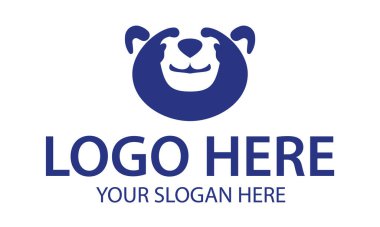 Mavi Renkli Tatlı Çizgi Film Kutup Ayısı Kafası Logo Tasarımı