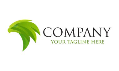 Yeşil Renkli Kartal Kafa Doğa Yaprak Logosu Tasarımı