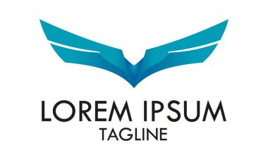 Mavi Renk Özeti Basit Kuş Kanadı Logo Tasarımı