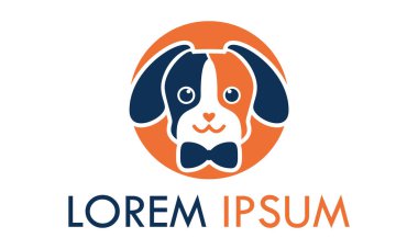 Turuncu Renkli Sevimli Çizgi Film Tarzı Köpek Yüzlü Gülen Logo Tasarımı