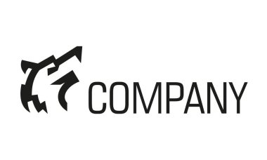 Siyah Renk Negatif Soyut Köpek Kurt Baş Logosu Tasarımı