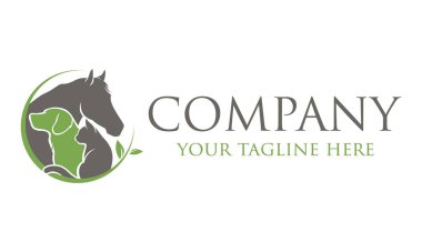Yeşil ve Gri Renkli Kedi Kedi At Çemberi Yaprak Logosu Tasarımı
