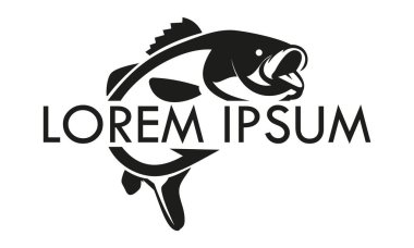 Siyah Renkli Soyut Kanca Balık Logosu Tasarımı