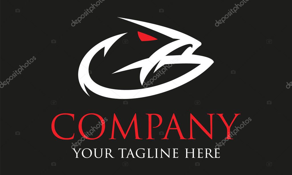 Black Color Abstract Hook Fish Logo Design
