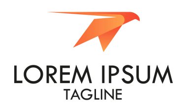Turuncu Renk Soyut Şekil Hızlı Kuş Logosu Tasarımı