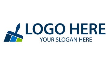 Mavi Renk Basit Boya Fırça Şekli Logo Tasarımı