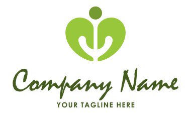 Yeşil Renk Soyut Basit İnsan Sevgisi Yaprak Doğal Eko Logosu Tasarımı