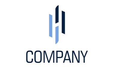 Mavi Renk Soyut Negatif Alan Başlangıç H Harfi Logo Tasarımı